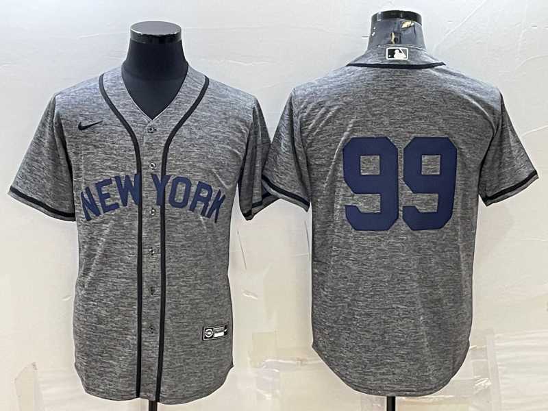 Mens New York Yankees #99 Aaron Judgey No Name Grey Gridiron Cool Base Stitched Jersey